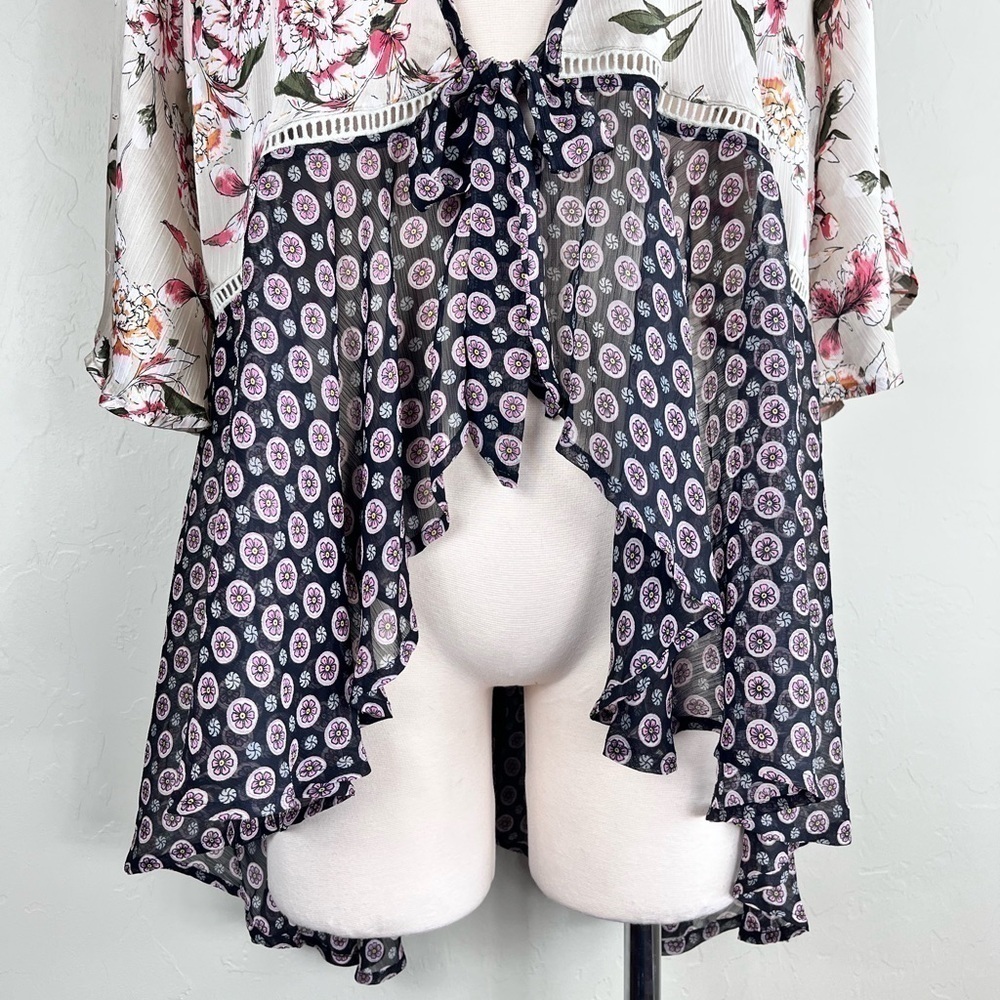 Kori Boho Mixed Print Asymmetrical Flutter Sleeve… - image 6